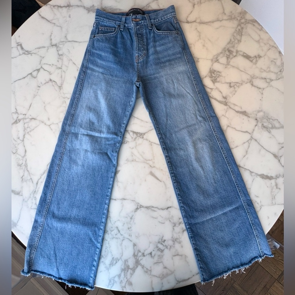 Veronica Beard Taylor wide leg high waisted jeans